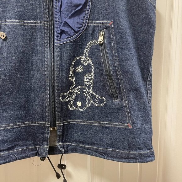 Vintage Kunio Collection Dog Embroidered Denim Vest Navy – OS - Picture 4 of 12